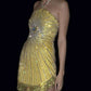 Yellow gorgeous shiny luxury beaded short Chiffon homecoming dress birthday cocktail party dress nv4657