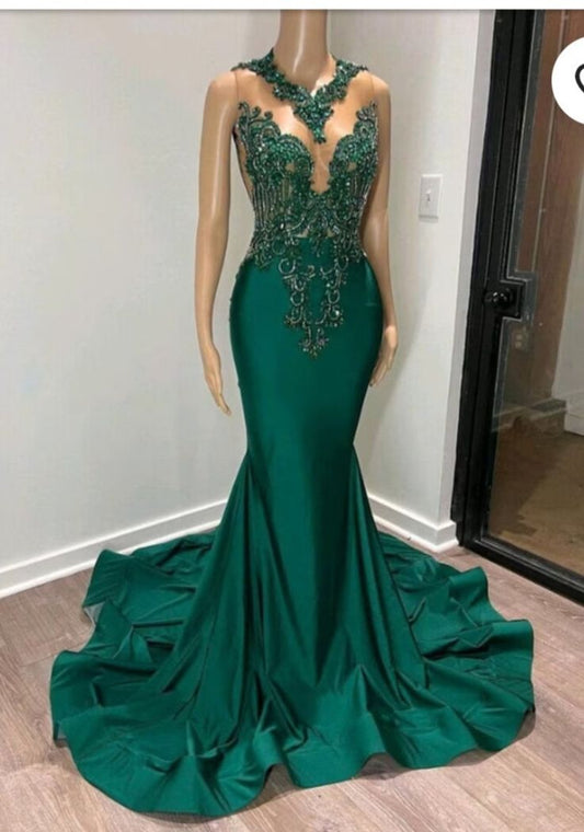 Green gorgeous elegant mermaid dress prom dress evening dress nv2040