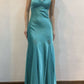 Blue simple elegant rhinestone beads spaghetti strap long ball gown evening dress nv2763