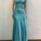 Blue Fashion Exquisite Beaded Spaghetti Straps Long Satin Elegant Ball Gown Evening Gown Party Dress nv3611