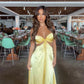 Yellow Elegant Off Shoulder Strapless A-Line Long Satin Formal Prom Dress Evening Gown Wedding Guest Dress nv2779