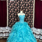 Blue Elegant and Exquisite Long Floor-length Ball Gown Evening Wedding Dress nv4176
