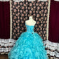 Blue Elegant and Exquisite Long Floor-length Ball Gown Evening Wedding Dress nv4176