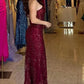 Burgundy sexy hot one-shoulder sleeveless sequined applique ball gown nv1760