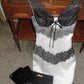 Black and white contrast lace fashionable elegant sexy long satin Prom Dress evening dress wedding guest party dress nv4806