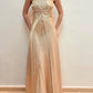 NiceVestidos--Exquisite floral beaded fairy dress sleeveless champagne satin A-line floor-length evening gown with spaghetti straps prom dress NV5774