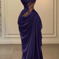 Robe longue en velours bordeaux ornée de délicates perles NV6687