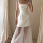 White simple elegant long satin tulle ball gown evening gown wedding dress nv2910