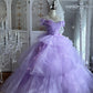Wedding Essential Lavender Bridal Gown: 3D Rose Details & Flowy Train NV6842