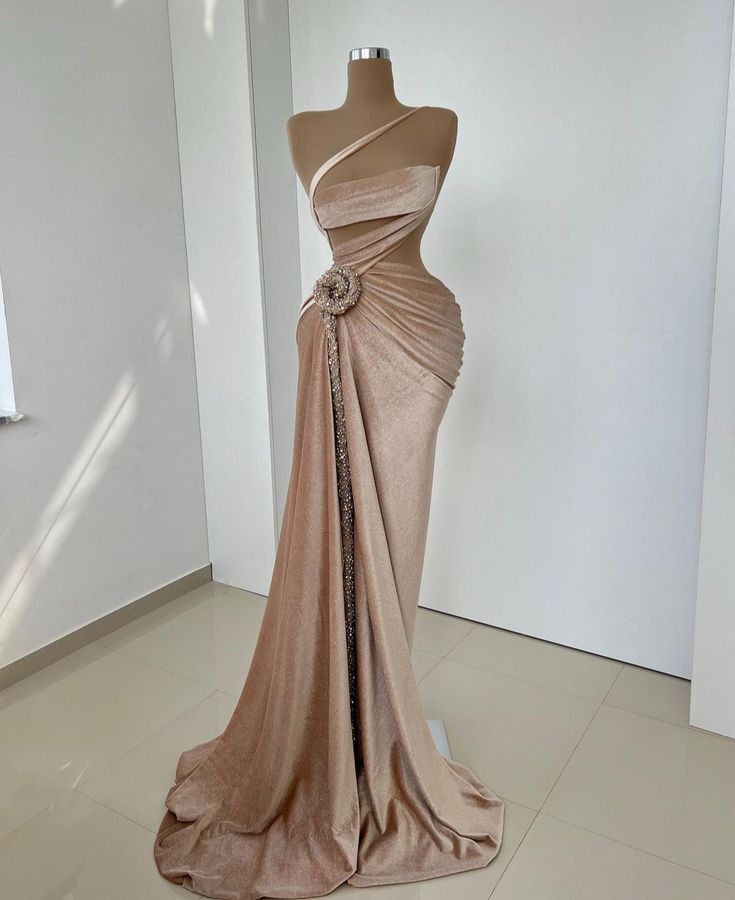 Nude Gorgeous Elegant Long Velvet Floor Length Sexy Ball Gown Evening Dress nv3427