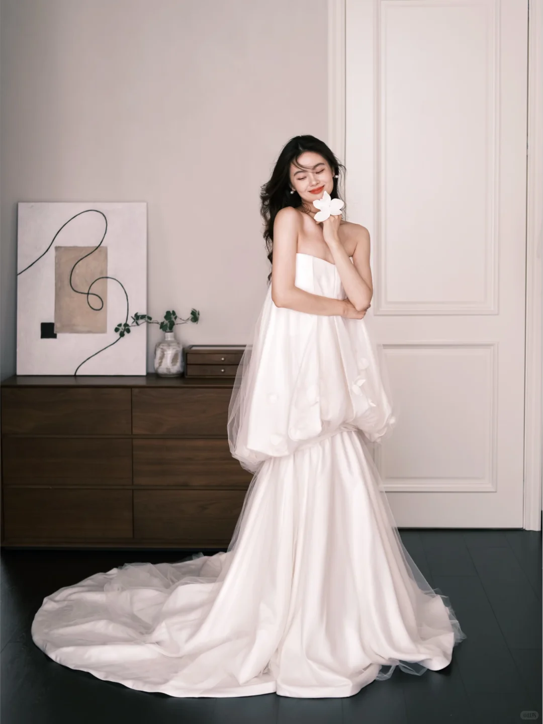 White Strapless Bubble Cloud Mermaid Wedding Dress  NV7227