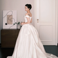 White Off The Shoulder Satin Ball Gown Wedding Dress  NV7228