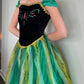 NiceVestidos--Short sleeved Black and Green Color block Tulle Princess style A line Floor length Evening Dress NV5779