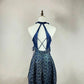 Blue floral beaded fashion short satin homecoming dress birthday dress nv4490