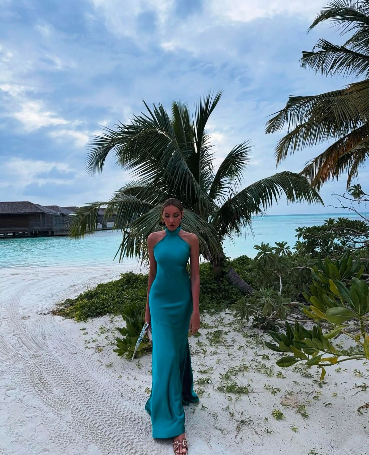 Blue Fashion Halter Neck Long Satin Mermaid Slim Ball Gown Evening Dress Wedding Guest Party Dress nv4801