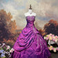 Purple exquisite beaded satin floor-length vintage long ball gown nv5154
