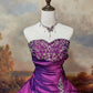 Purple exquisite beaded satin floor-length vintage long ball gown nv5154