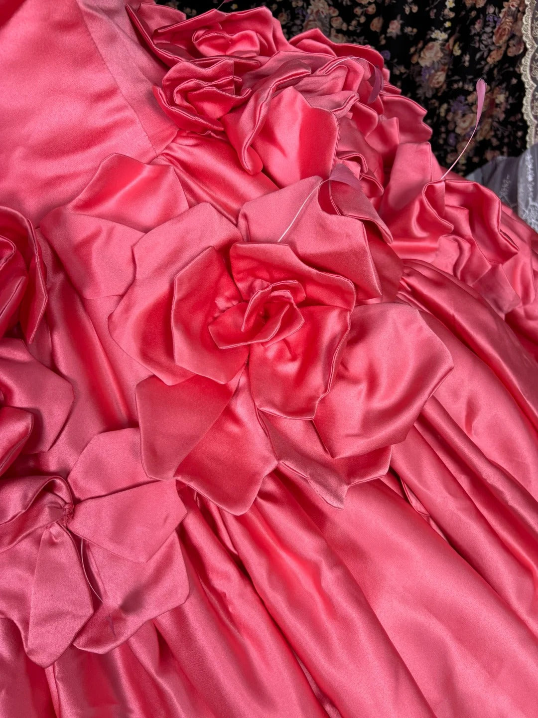 Pink Floral Elegant Sophisticated Long Floor Length Ball Gown Evening Gown Wedding Dress nv4174