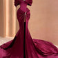 Purple gorgeous elegant exquisite beaded long satin floor-length trailing ball gown evening dress party dress nv2851