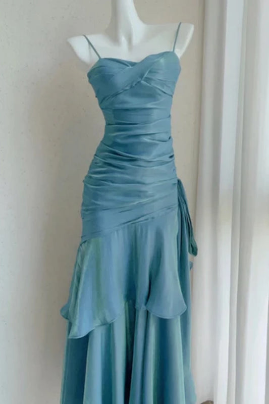 NiceVestidos--Sleeveless Lake Blue Shiny Slim fit Floor length Evening Dress NV5784