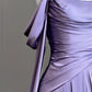 Elegant A Line Purple Satin Long Prom Dresses Formal Party Gown nv1644