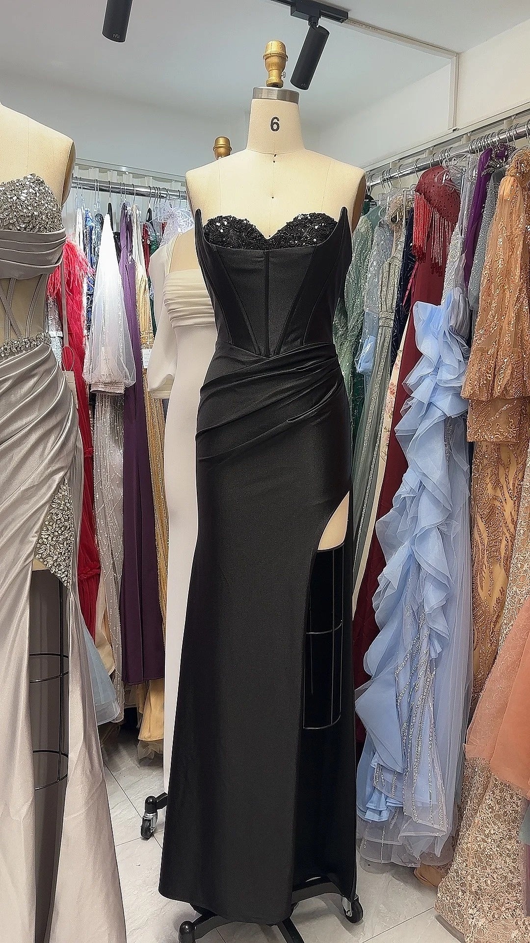 New fashionable and elegant long satin ball gown NV6631