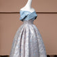 Blue Floral Elegant Fashion Long Satin Prom Dress Evening Dress Party Dress nv4743