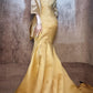 Yellow gorgeous exquisite beaded long satin ball gown evening dress party dress nv4374
