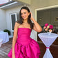 Hot Pink Off Shoulder A-Line Birthday Party Dress Homecoming Dress nv2122