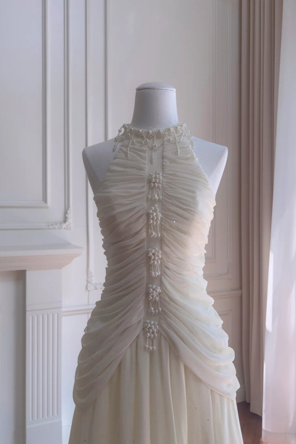 NiceVestidos-_NV White Delicate Beaded Long Birthday Gown, Formal Prom Dress NV5943