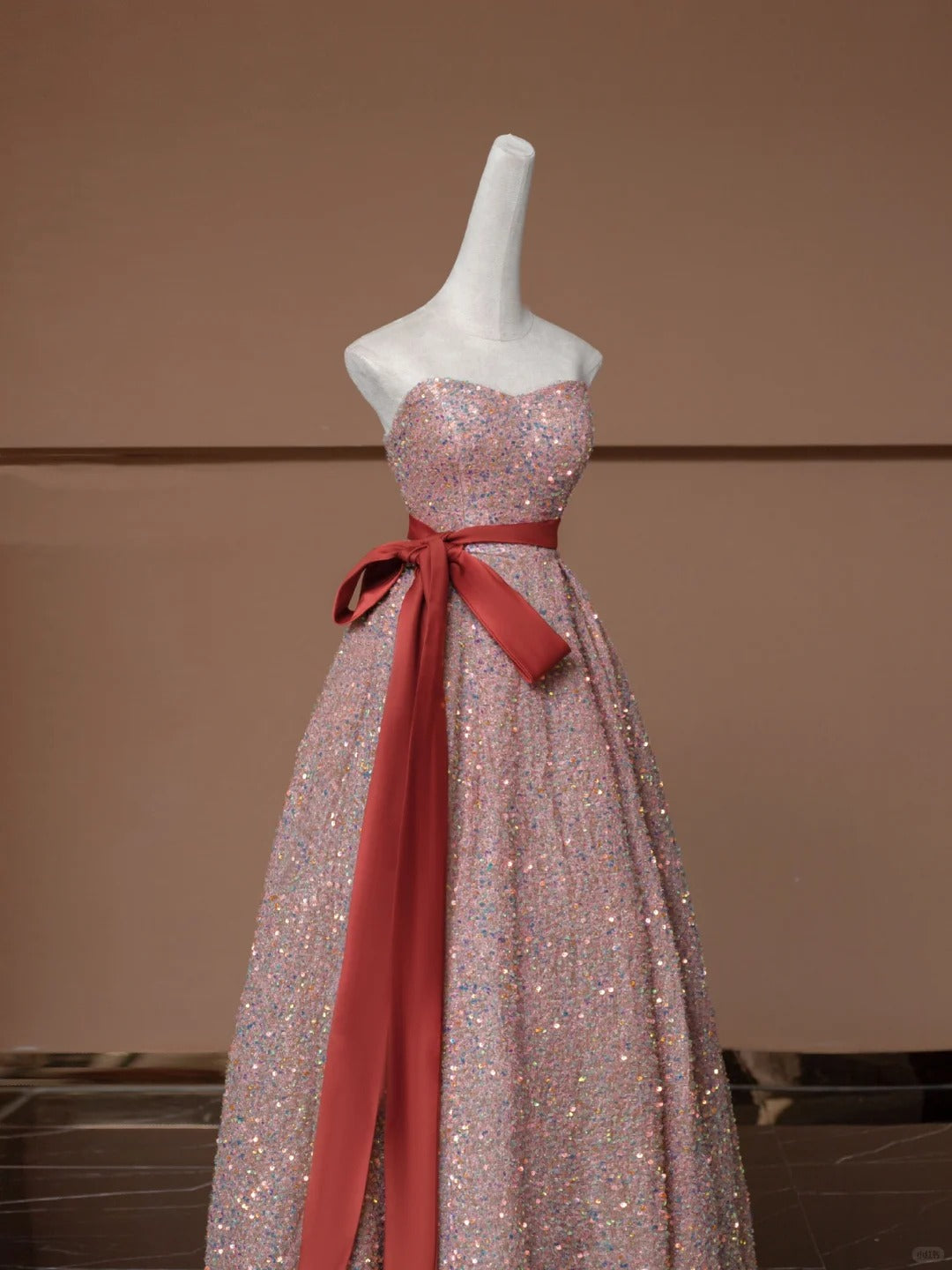 Pink Shiny Fashion Elegant Long Sequined Prom Dress Evening Dress Party Dress nv4740