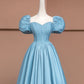 Blue Delicate Beaded Long Satin Prom Dress Ball Gown Evening Gown Party Dress nv4731