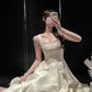 NiceVestidos--Mid-length homecoming dress birthday dress gentle white dress satin NV5670