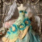 Blue Floral Tulle Floor-Length Ball Gown nv5171