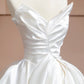 Stylish, elegant, and simple white long satin wedding dress, ball gown, and evening gown. nv5078