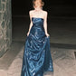Strapless Liquid Satin Deep Blue Mermaid Gown Back Lace-up Formal Evening Dress  NV6880