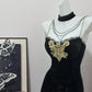 Black Vintage Elegant Delicate Beaded Floral Appliqué Long Velvet Ball Gown Evening Gown Birthday Party Dress Prom Gown nv4053