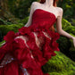 Red Gorgeous Shining Retro Elegant Long Satin Evening Dress NV6740