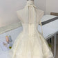 Ivory White Floral Lace Sweet Short Homecoming Dress Prom Dress Birthday Dress nv4524