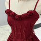 Red floral sweet short tulle homecoming dress prom dress birthday dress nv4525