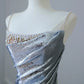 Silver Gorgeous Shiny Mermaid Elegant Long Satin Ball Gown Evening Dress Graduation Dress nv4337