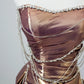 Gold Beaded Gorgeous Mermaid Elegant Long Satin Ball Gown Evening Dress Graduation Dress nv4338