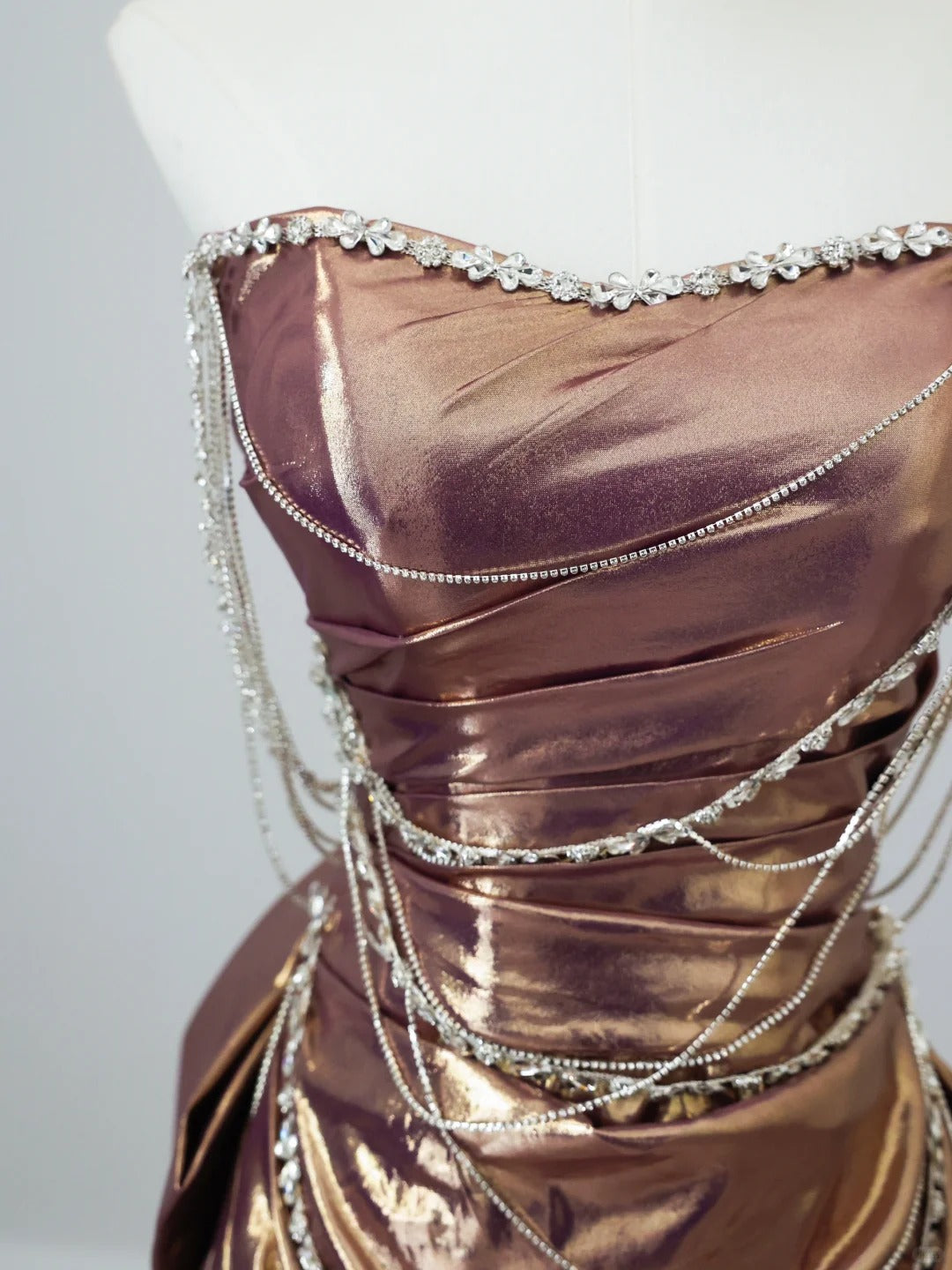 Gold Beaded Gorgeous Mermaid Elegant Long Satin Ball Gown Evening Dress Graduation Dress nv4338