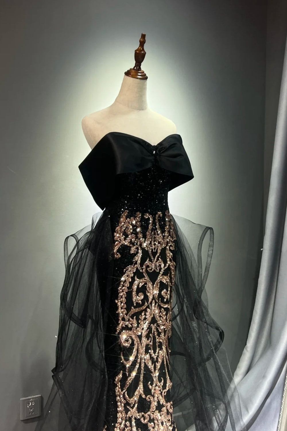 Black Gorgeous Gold Long Ball Dress NV6623