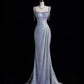 Silver shiny gorgeous elegant beautiful long sequined floor-length mermaid slim ball gown evening dress party dress nv4118