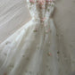 White Elegant Retro Fashion Romantic Exquisite Floral Long Floor Length Chiffon Tulle Ball Gown Evening Dress Birthday/Vacation/Wedding Dress Ball Gown Wedding Dress nv4076