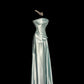 Mint Green Elegant Long Satin Ball Gown Evening Dress Party Dress nv4197