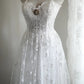 White Retro Simple Princess Cute Flower Embroidery Long lace Prom Dress Evening Dress Party Dress Bridesmaid Dress nv4694