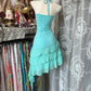 Blue Sweet Ruffle Vintage Short Chiffon Homecoming Dress Holiday Party Dress nv4621