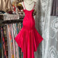 Red vintage elegant long satin prom dress evening dress homecoming dress birthday party dress nv4629